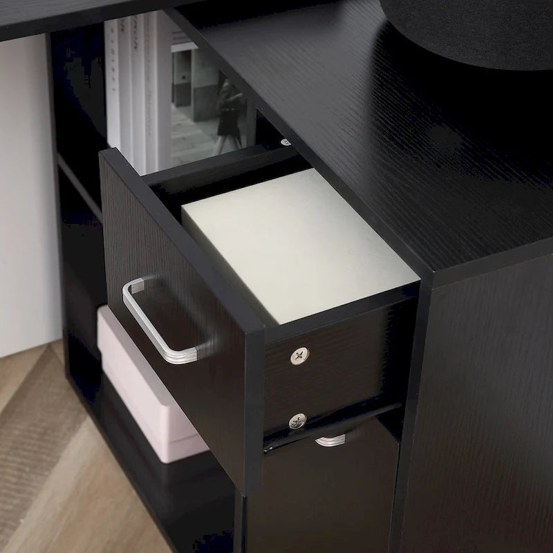 Drehbarer L-förmiger Computertisch mit Stauraum für das Homeoffice