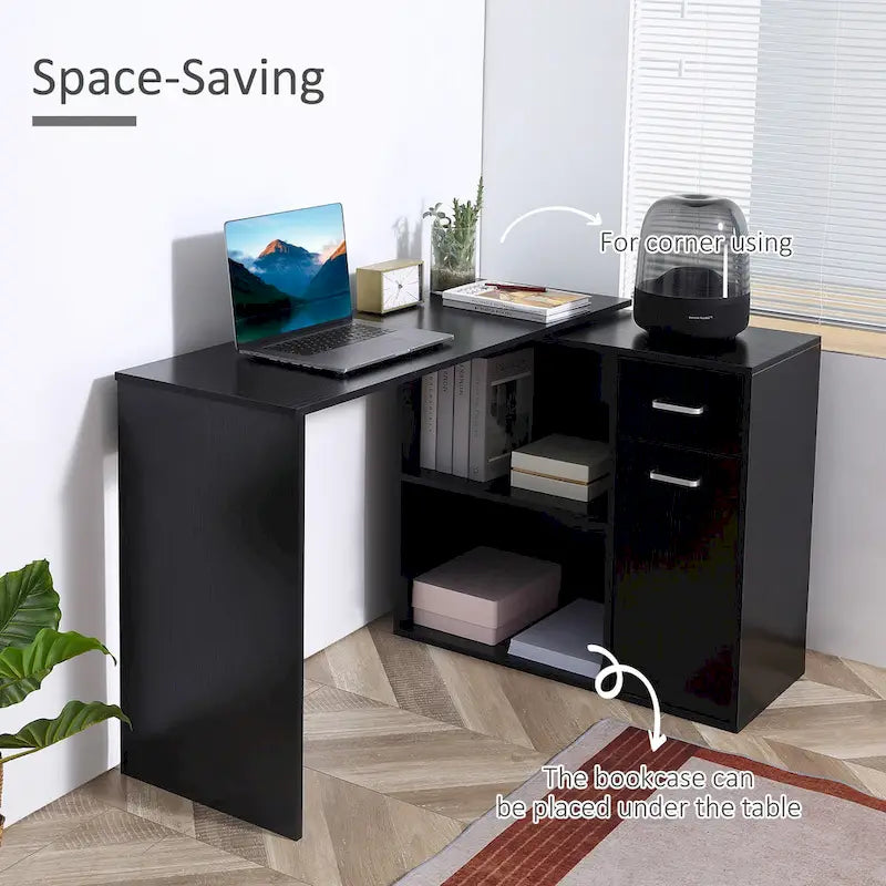 Drehbarer L-förmiger Computertisch mit Stauraum für das Homeoffice