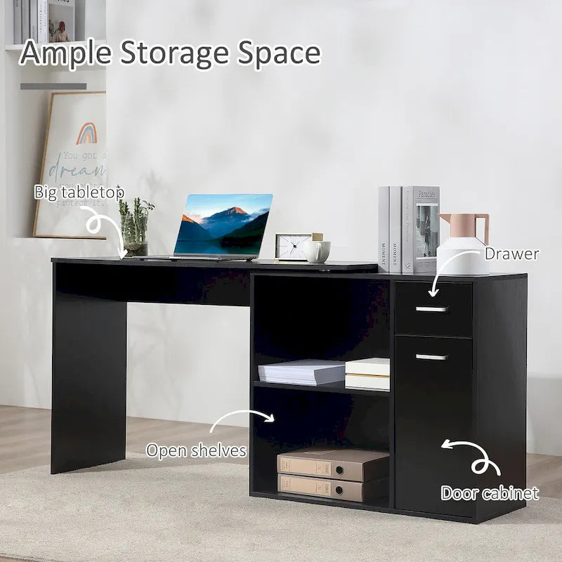 Drehbarer L-förmiger Computertisch mit Stauraum für das Homeoffice
