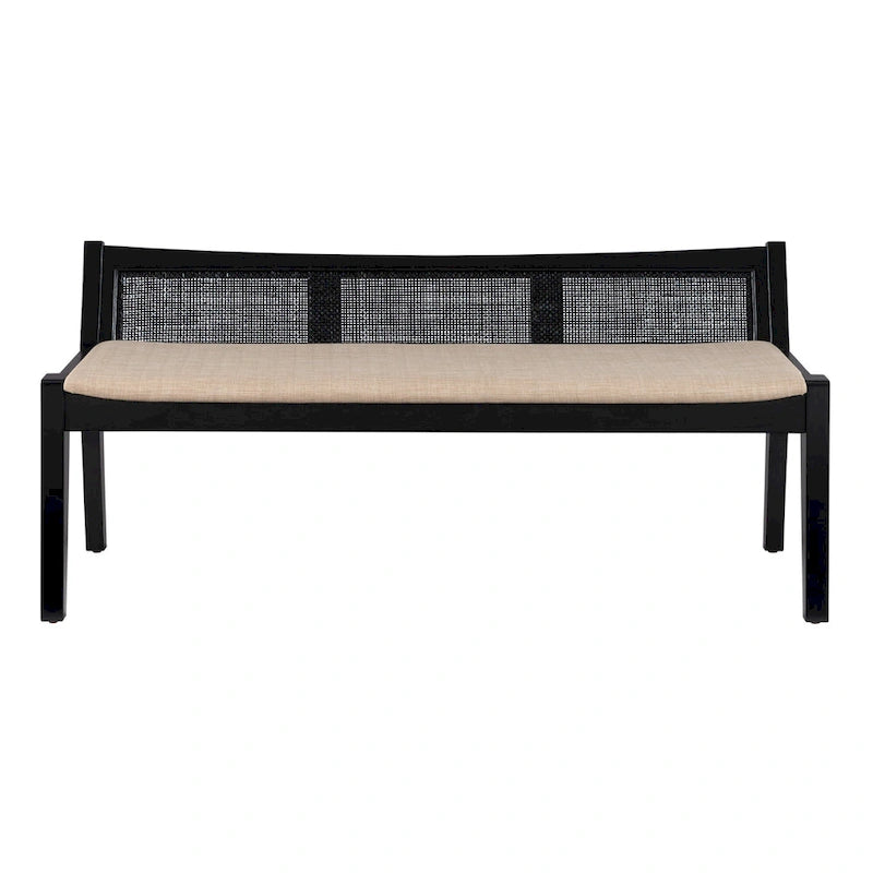 Banco bajo de ratán tejido - 52.5" - Negro
