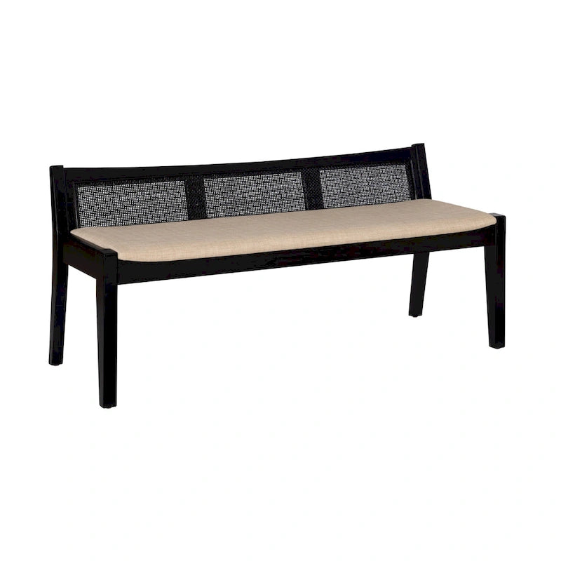 Banco bajo de ratán tejido - 52.5" - Negro