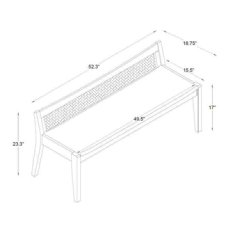 Banco bajo de ratán tejido - 52.5" - Negro