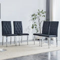 High Back Dining Chair Set of 4, Button Tufted Soft Cushion, Metal Legs