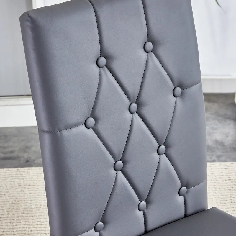 High Back Dining Chair Set of 4, Button Tufted Soft Cushion, Metal Legs