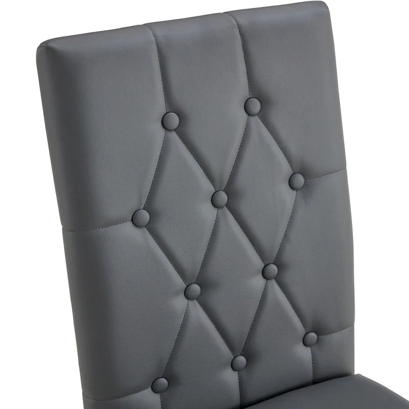 High Back Dining Chair Set of 4, Button Tufted Soft Cushion, Metal Legs