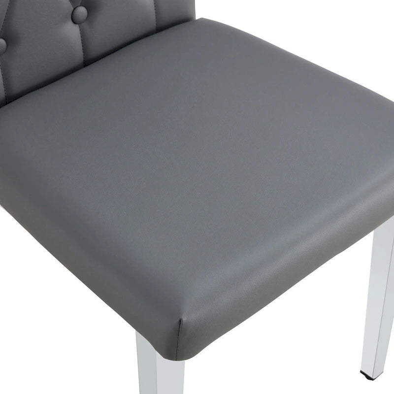 High Back Dining Chair Set of 4, Button Tufted Soft Cushion, Metal Legs