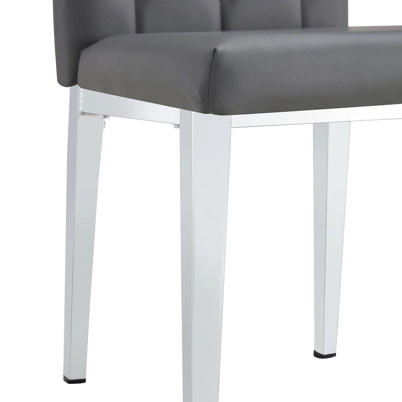 High Back Dining Chair Set of 4, Button Tufted Soft Cushion, Metal Legs