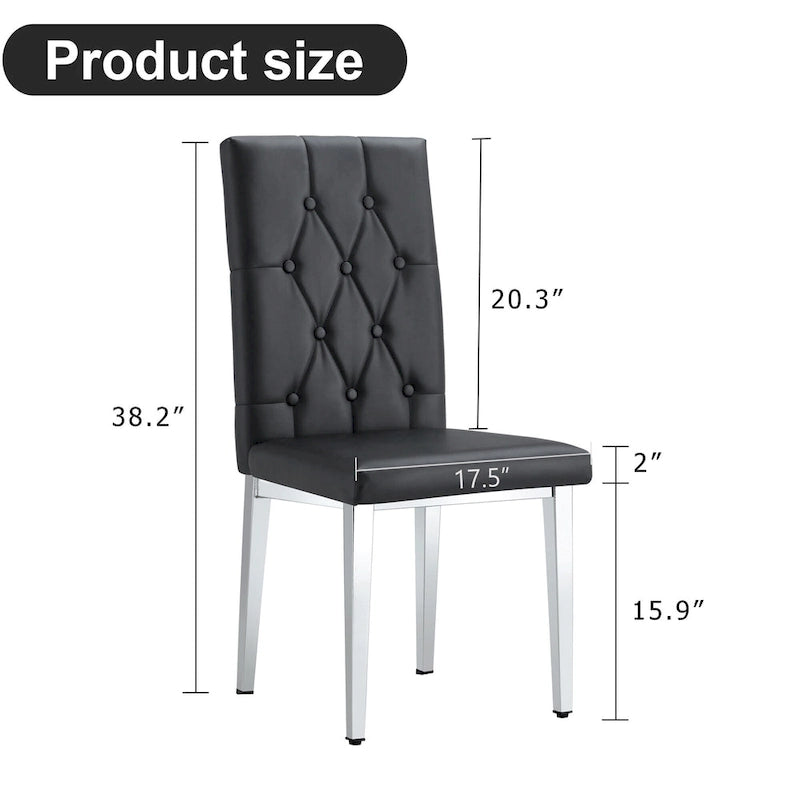 High Back Dining Chair Set of 4, Button Tufted Soft Cushion, Metal Legs
