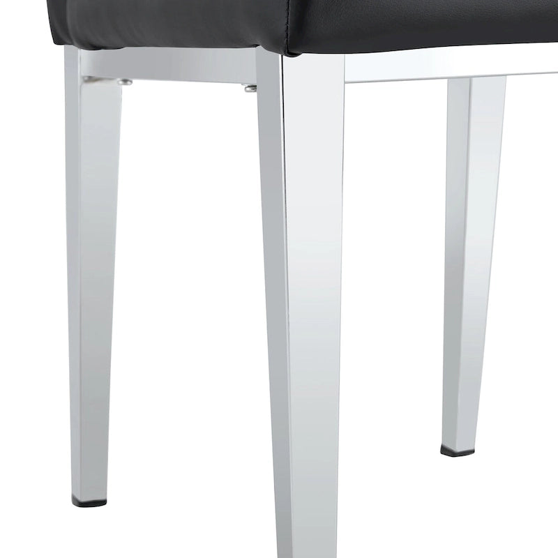 High Back Dining Chair Set of 4, Button Tufted Soft Cushion, Metal Legs