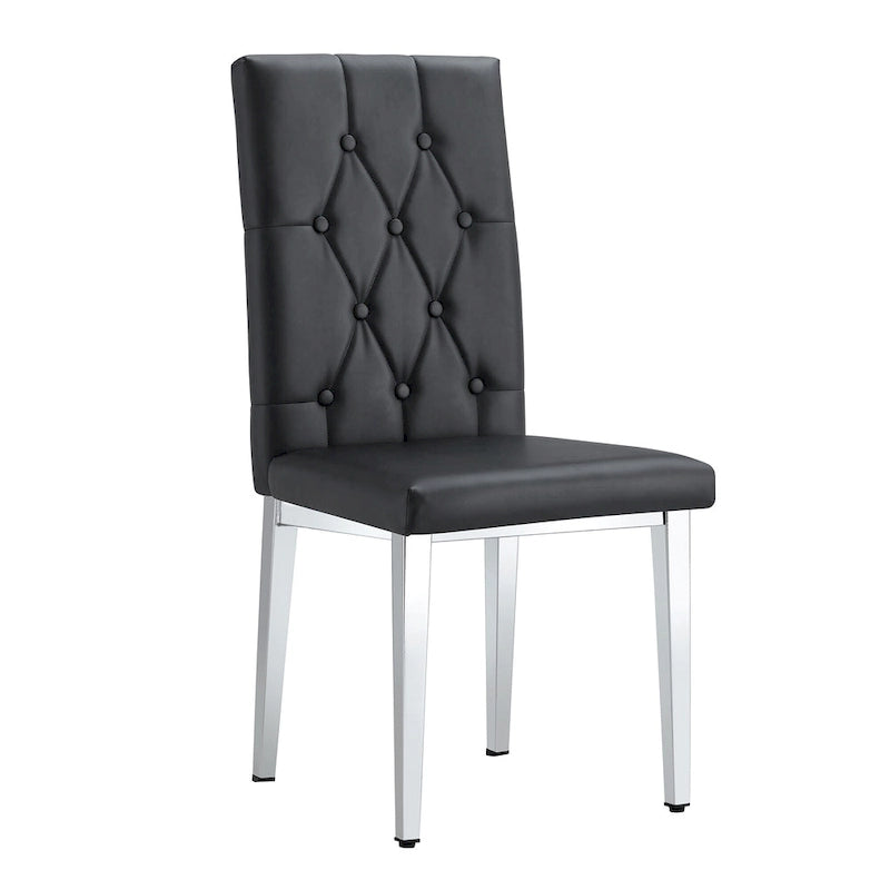 High Back Dining Chair Set of 4, Button Tufted Soft Cushion, Metal Legs