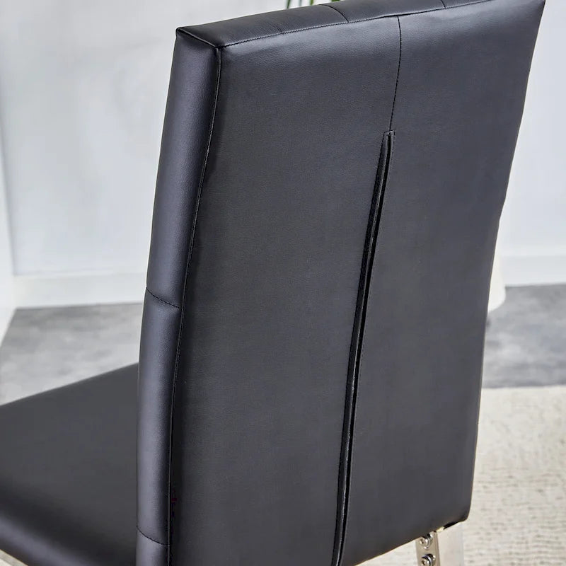 High Back Dining Chair Set of 4, Button Tufted Soft Cushion, Metal Legs