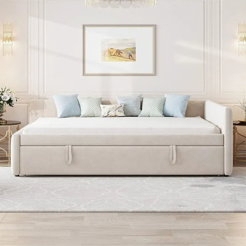 Cama nido tapizada con cama nido emergente individual y respaldo en forma de L