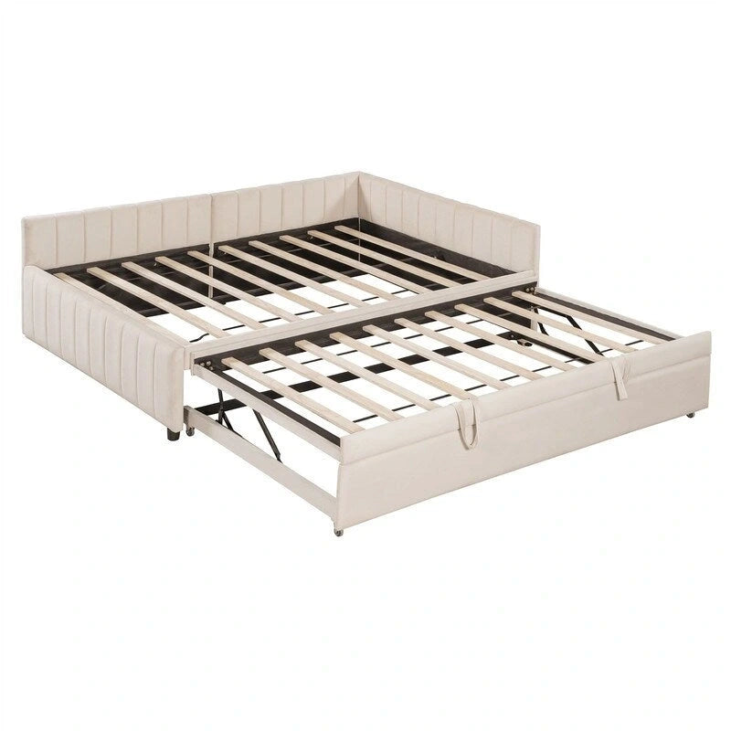 Cama nido tapizada con cama nido emergente individual y respaldo en forma de L