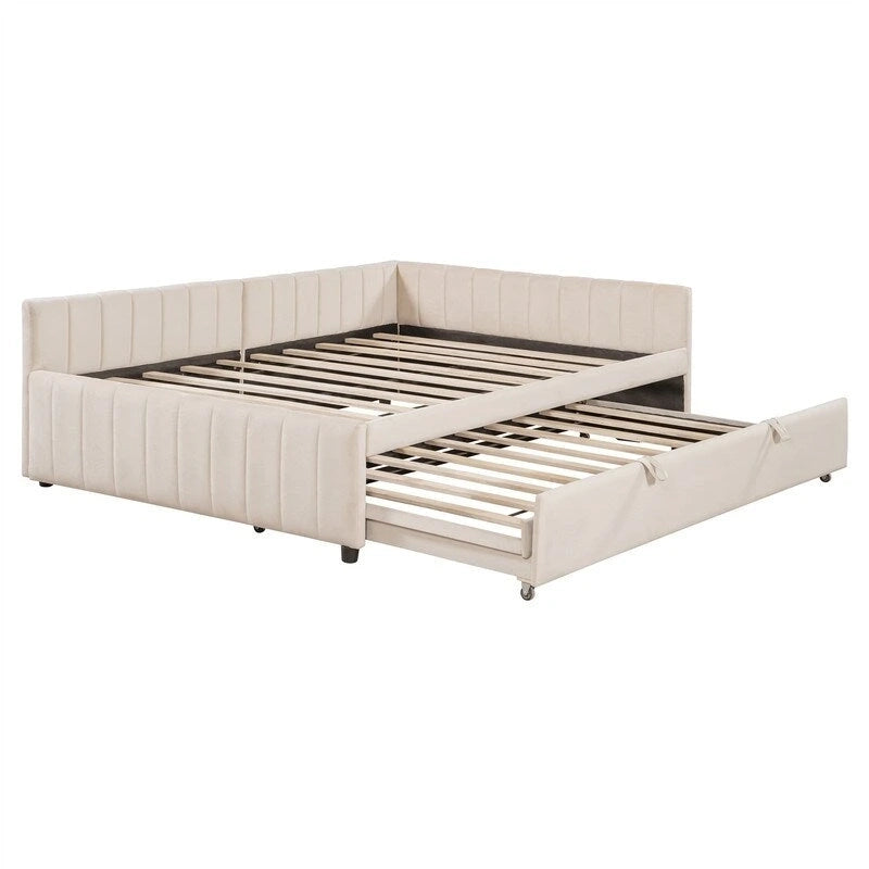 Cama nido tapizada con cama nido emergente individual y respaldo en forma de L