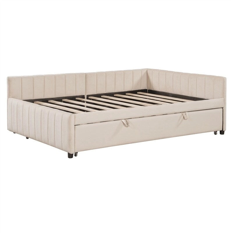 Cama nido tapizada con cama nido emergente individual y respaldo en forma de L