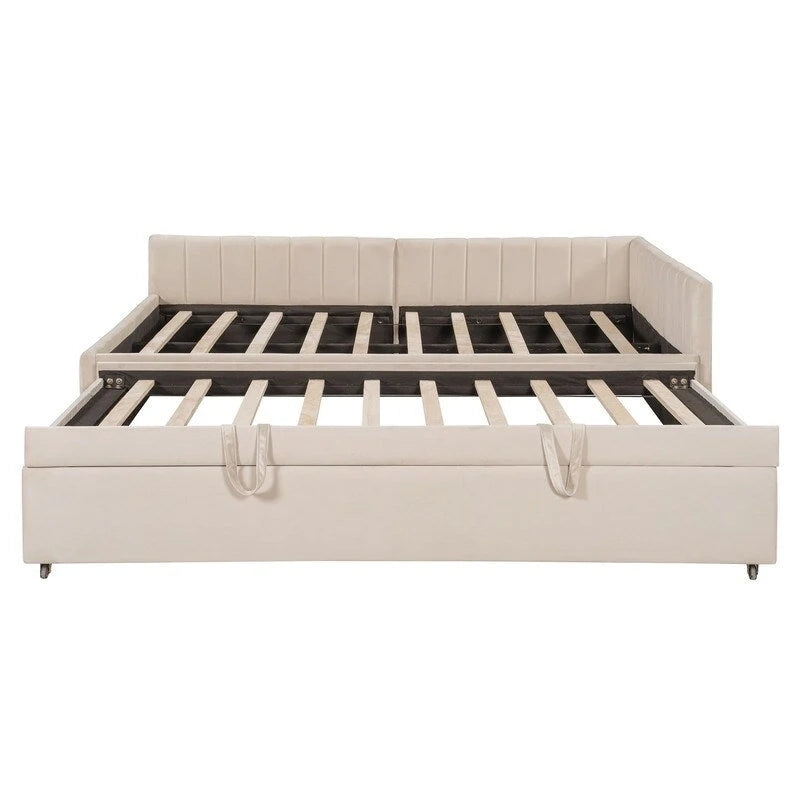Cama nido tapizada con cama nido emergente individual y respaldo en forma de L