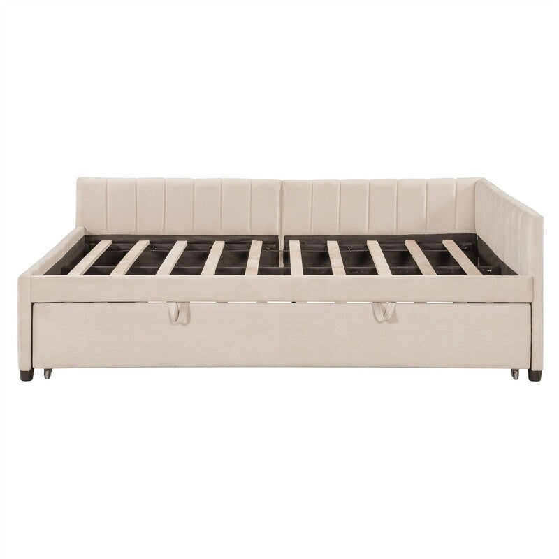 Cama nido tapizada con cama nido emergente individual y respaldo en forma de L