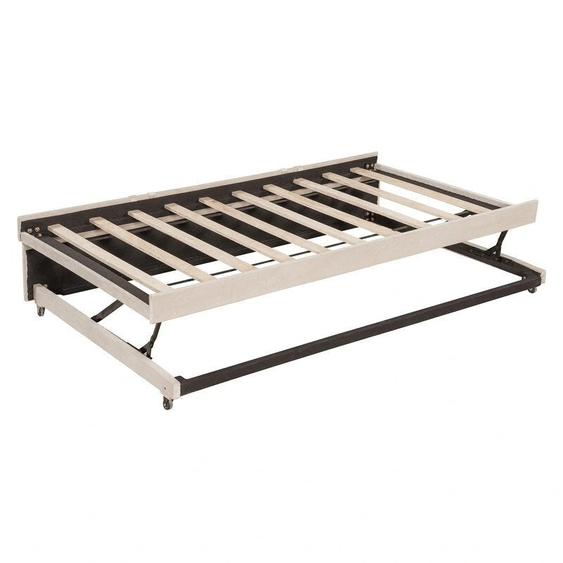 Cama nido tapizada con cama nido emergente individual y respaldo en forma de L