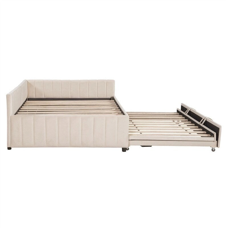 Cama nido tapizada con cama nido emergente individual y respaldo en forma de L