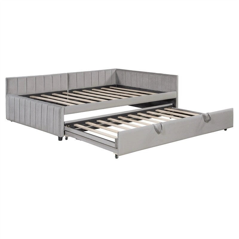 Cama nido tapizada con cama nido emergente individual y respaldo en forma de L