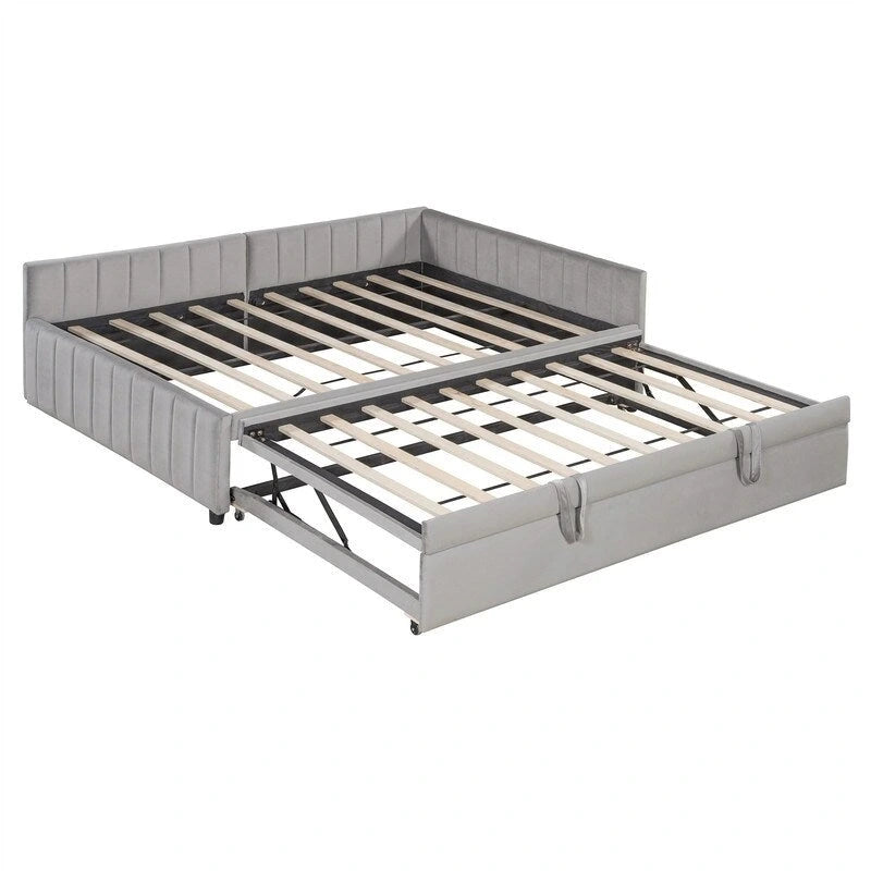 Cama nido tapizada con cama nido emergente individual y respaldo en forma de L