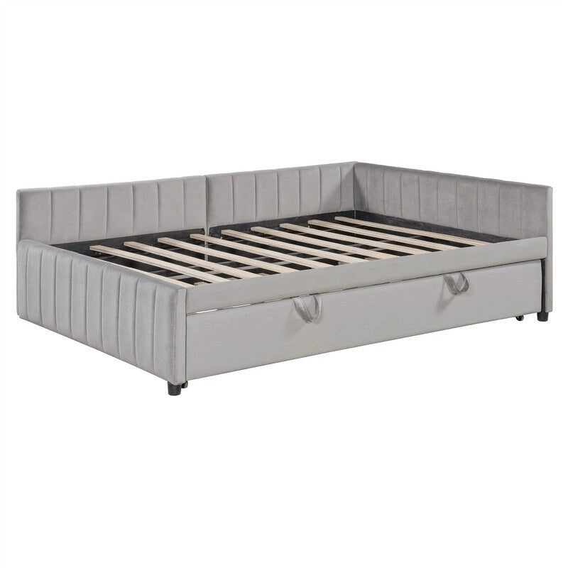 Cama nido tapizada con cama nido emergente individual y respaldo en forma de L