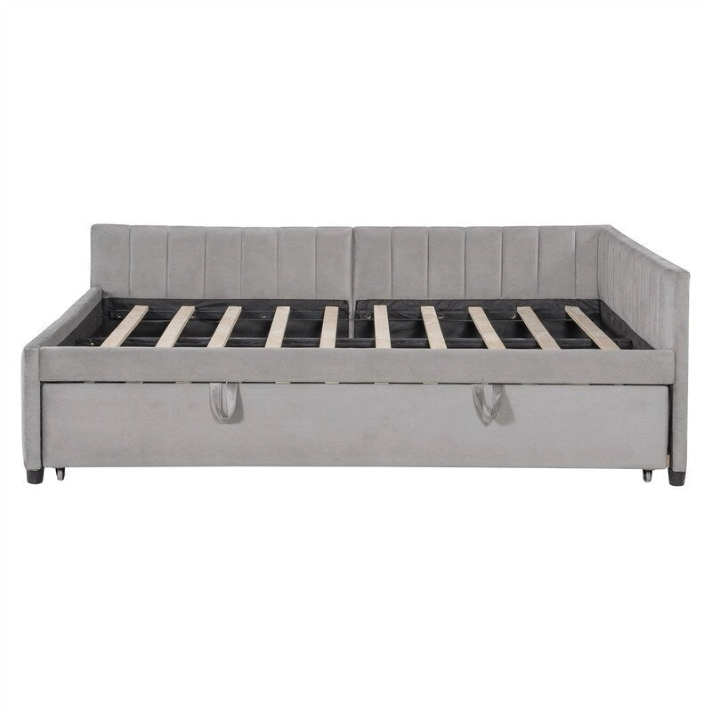 Cama nido tapizada con cama nido emergente individual y respaldo en forma de L