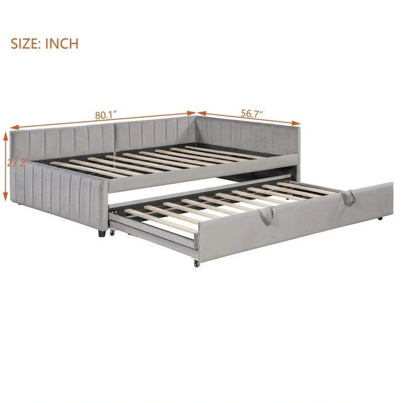 Cama nido tapizada con cama nido emergente individual y respaldo en forma de L