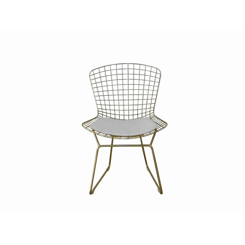Ensemble de 2 chaises de salle à manger de 23 pouces, 4 coussins, structure cage en métal, doré