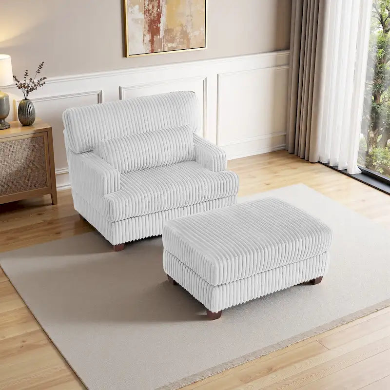 Modern Oversized Plush Chaise Lounge Chair with Ottoman