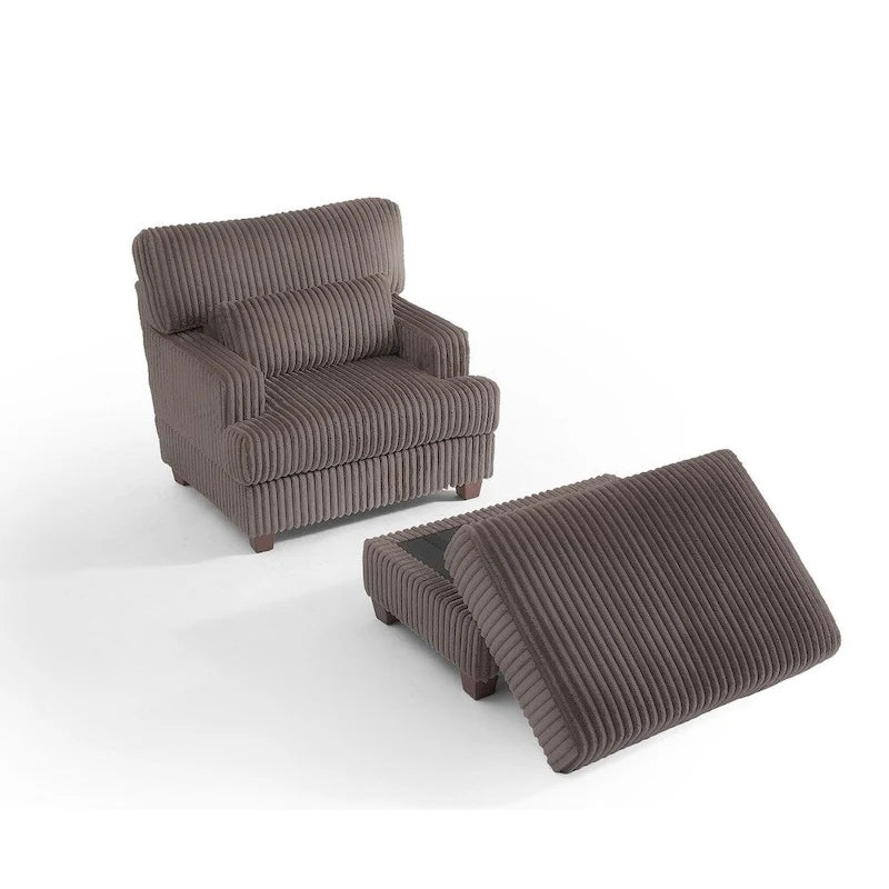 Modern Oversized Plush Chaise Lounge Chair with Ottoman