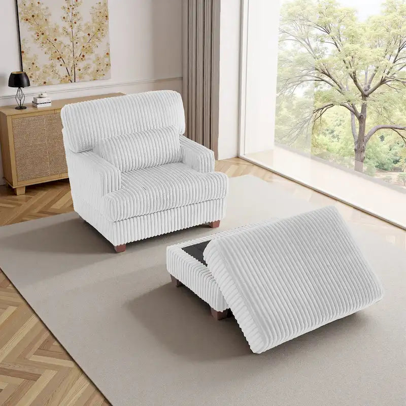 Fauteuil méridienne moderne surdimensionné et moelleux avec ottoman