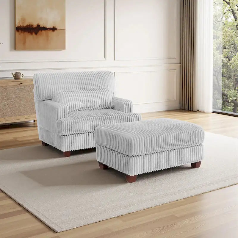 Fauteuil méridienne moderne surdimensionné et moelleux avec ottoman