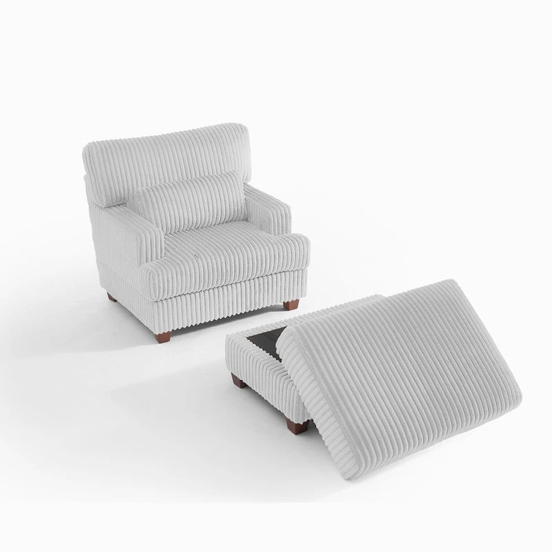 Fauteuil méridienne moderne surdimensionné et moelleux avec ottoman