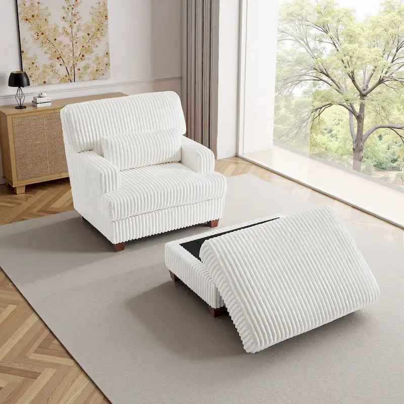 Fauteuil méridienne moderne surdimensionné et moelleux avec ottoman