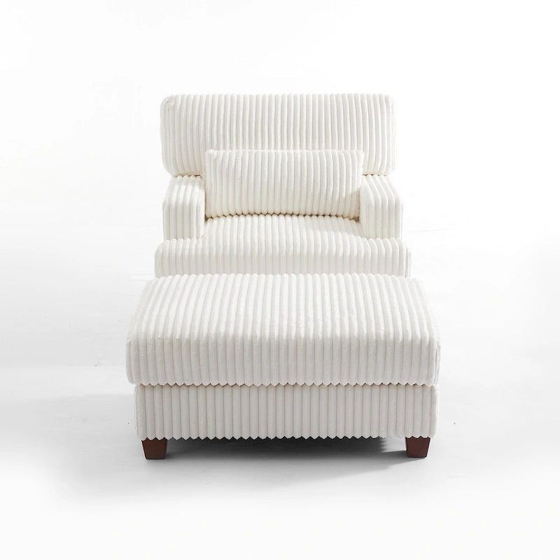 Fauteuil méridienne moderne surdimensionné et moelleux avec ottoman