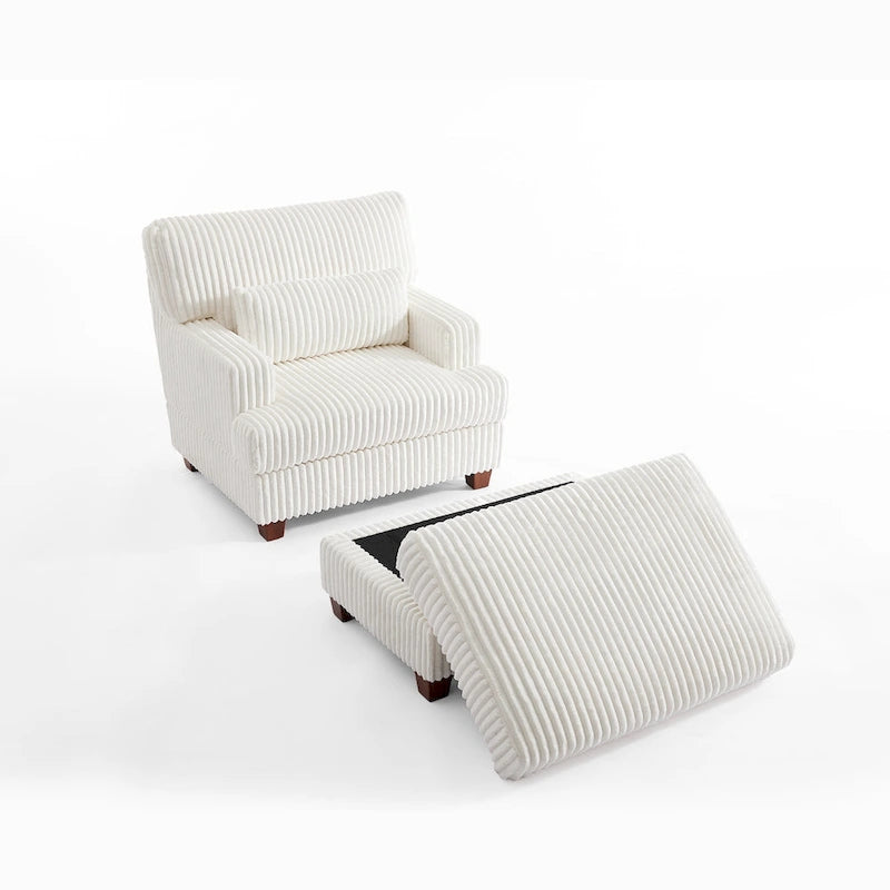Fauteuil méridienne moderne surdimensionné et moelleux avec ottoman