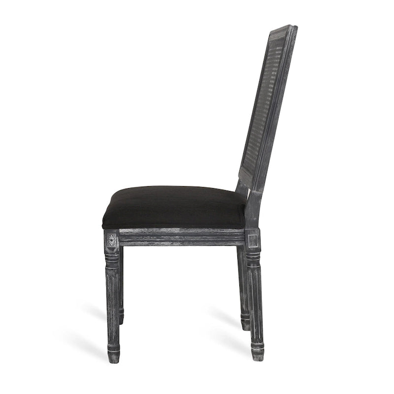 Sedia da pranzo in legno e canna intrecciata imbottita (set da 4)