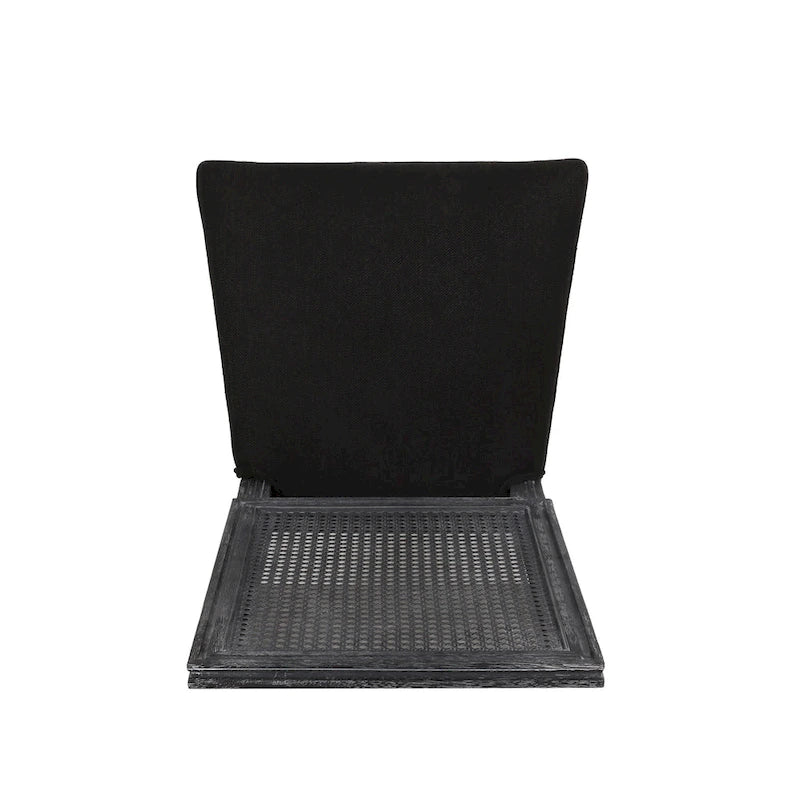 Sedia da pranzo in legno e canna intrecciata imbottita (set da 4)