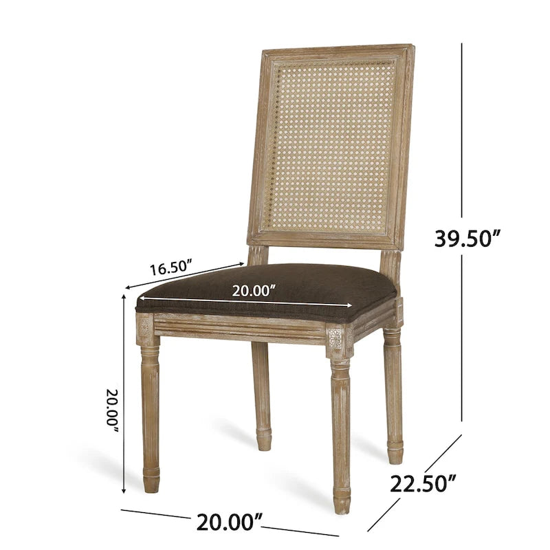 Sedia da pranzo in legno e canna intrecciata imbottita (set da 4)