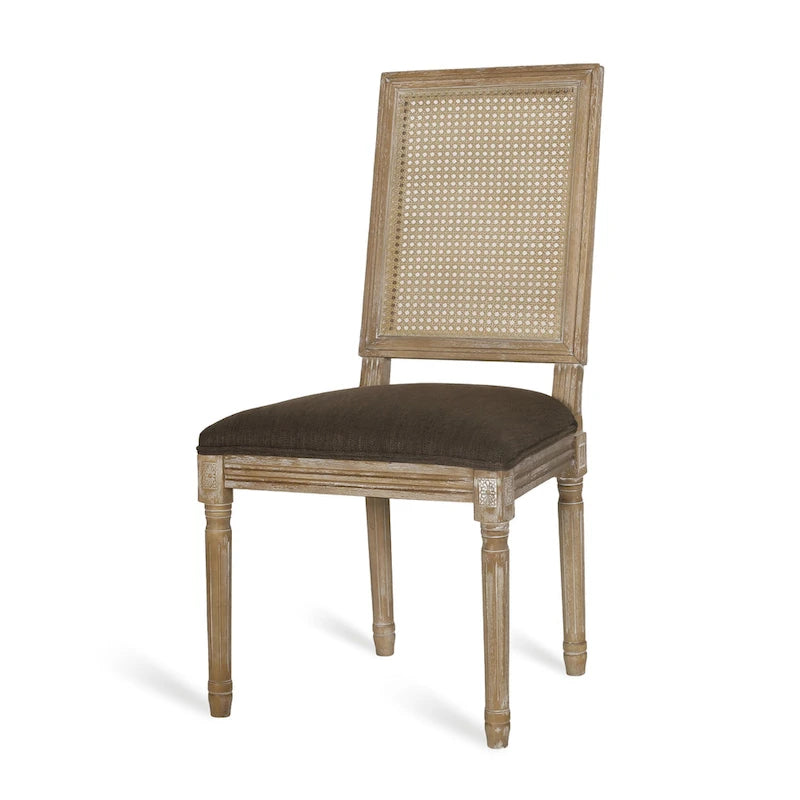 Sedia da pranzo in legno e canna intrecciata imbottita (set da 4)