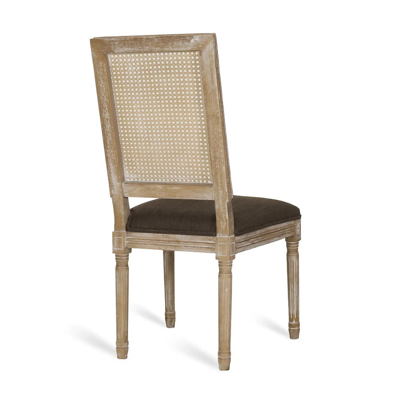 Sedia da pranzo in legno e canna intrecciata imbottita (set da 4)