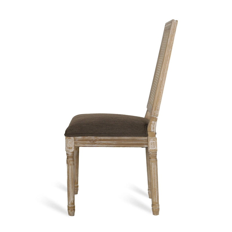 Sedia da pranzo in legno e canna intrecciata imbottita (set da 4)
