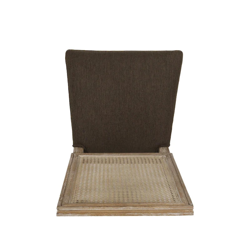 Sedia da pranzo in legno e canna intrecciata imbottita (set da 4)