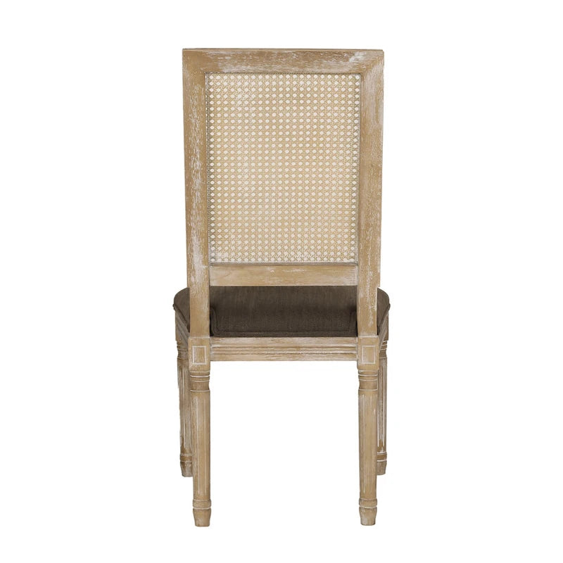 Sedia da pranzo in legno e canna intrecciata imbottita (set da 4)