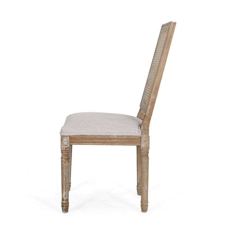 Sedia da pranzo in legno e canna intrecciata imbottita (set da 4)
