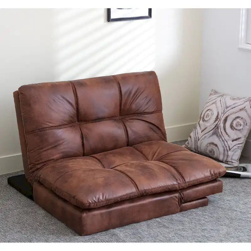 Futon Couch Sofa Bed, Faux Leather Sleeper Convertible Loveseat for Small Spaces