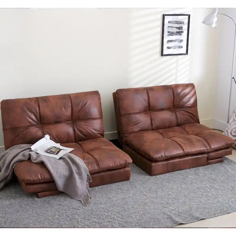 Futon Couch Sofa Bed, Faux Leather Sleeper Convertible Loveseat for Small Spaces