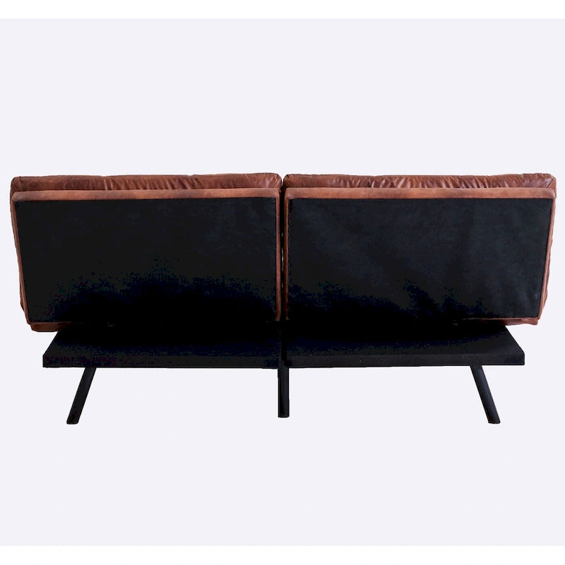 Futon Couch Sofa Bed, Faux Leather Sleeper Convertible Loveseat for Small Spaces