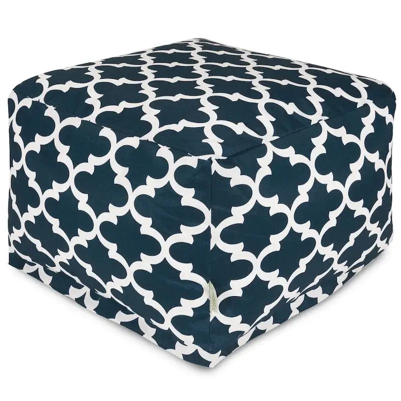 Indoor Outdoor Trellis Ottoman Pouf 27 in L x 27 in W x 17 in H
